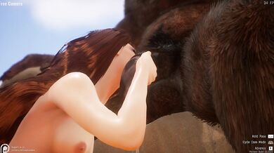 Ruby-haired Beauty Takes a Big Buffalo Bone in her Throat