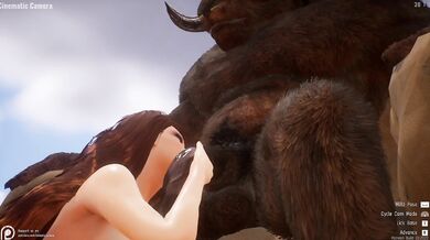 Ruby-haired Beauty Takes a Big Buffalo Bone in her Throat