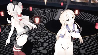 Navy Aces - Shimakaze and Amatsukaze's Hand-in-Hand Rendezvous, MofuMofu Style [MMD R18]