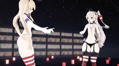 Navy Aces - Shimakaze and Amatsukaze's Hand-in-Hand Rendezvous, MofuMofu Style [MMD R18]
