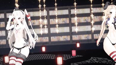 Navy Aces - Shimakaze and Amatsukaze's Hand-in-Hand Rendezvous, MofuMofu Style [MMD R18]