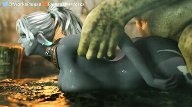 Orc Rapes Dark Elf from Behind