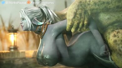 Orc Rapes Dark Elf from Behind