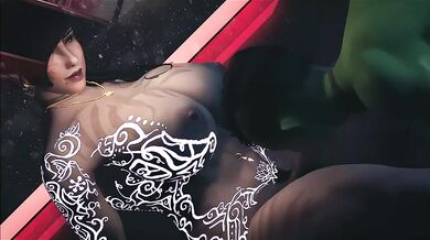 Lesbian futanari dominates cute femboy in a threesome with her transgender friend