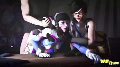 - Tracer, D.Va, and M1llcake Get Wet in a Steamy Three-way