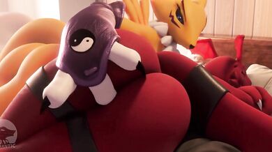 Guilmon's Anal Desires Fulfilled by Renamon's Fingers [Furry Erotica]