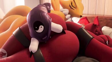 Guilmon's Anal Desires Fulfilled by Renamon's Fingers [Furry Erotica]