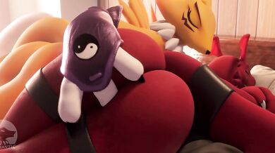 Guilmon's Anal Desires Fulfilled by Renamon's Fingers [Furry Erotica]