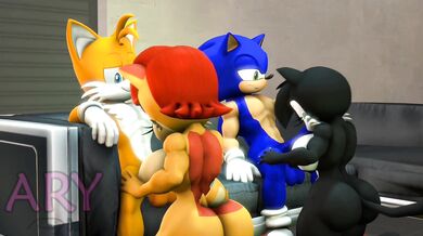 Sonic, Tails, Sally & Hershey's Orgasmic Gangbang Romp!