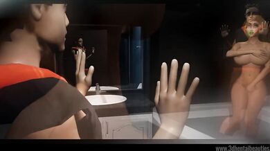 Stepmom's Soapy Surprise: Brock Catches Her in the Shower!