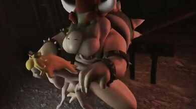 Bowsette drills Peach's asshole like a real life dildo.