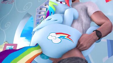 God of Fury Pounds Rainbow Dash's Tight Pink Pussy in Epic Interracial Threesome