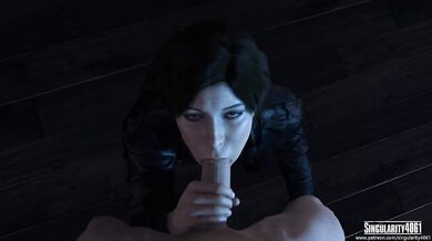 Lara's Tight Mouth Engulfing a White Cock