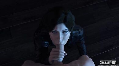 Lara's Tight Mouth Engulfing a White Cock