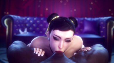 Deepthroating the Big Black Cock of Lazper with Chun-li's Tongue