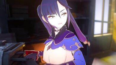 [SeventyFive3D] Mona Rides Her Huge Dick in Reverse Cowgirl Position (Genshin Impact)