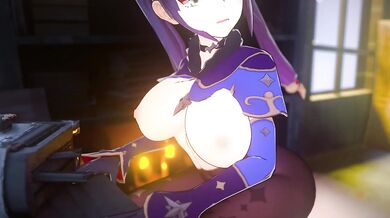 [SeventyFive3D] Mona Rides Her Huge Dick in Reverse Cowgirl Position (Genshin Impact)