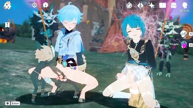 Brainwashed Chongyun xingqiu and Masturbating