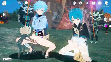 Brainwashed Chongyun xingqiu and Masturbating