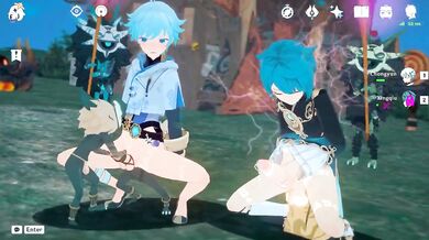 Brainwashed Chongyun xingqiu and Masturbating