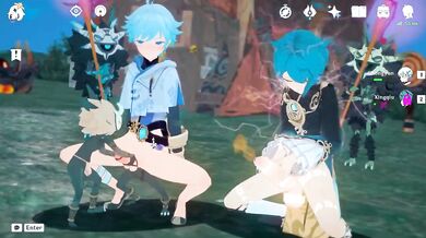 Brainwashed Chongyun xingqiu and Masturbating