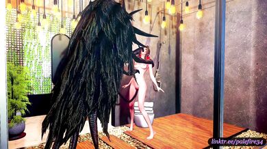 Double penetration with tentacles in Aerith's tight asshole and pussy