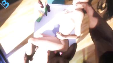 Lara's Gaping Hole Takes on Louis' Barbell in Rough Anal Sex - Table Fuck!