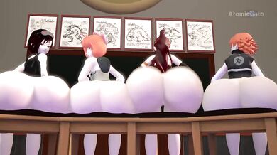 Ginger babes try to focus on their books in the classroom but end up fucking each other instead