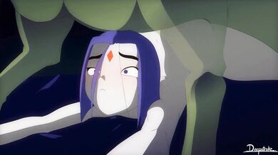 Raven and Beast Boy have a threesome with a sexy alien