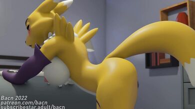 Gaping Renamon Gets Monster Cock in Tight Asshole