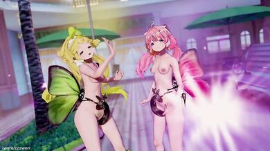 Tentacle sex with a beautiful woman in a futuristic dance club