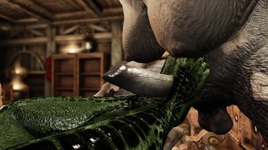Futanari Werewolf Gets Nailed by Argonian's Feet in Footjob Porn