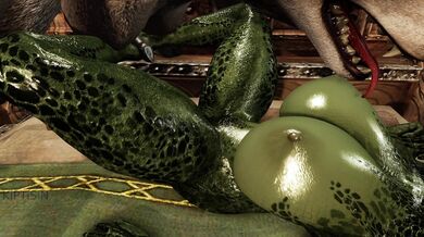 Futanari Werewolf Gets Nailed by Argonian's Feet in Footjob Porn