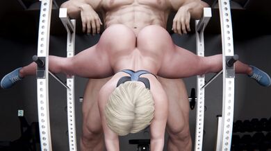 Big-tittied Power Woman Benchpressing with Ultra HD Clarity
