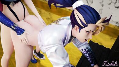 Unleashed Desires: Ahri and Akali's Forbidden Love [futanari]