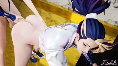 Unleashed Desires: Ahri and Akali's Forbidden Love [futanari]