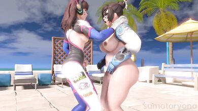 Mecha Mayhem: D.va's Belly Punches and Mei's Kicked Pussy in Overwatch