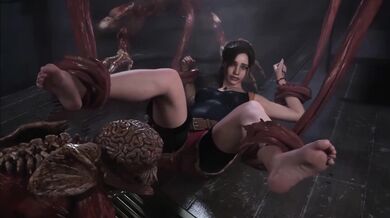 Claire Redfield gets her feet worshiped by slimy lickers