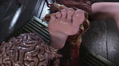 Claire Redfield gets her feet worshiped by slimy lickers