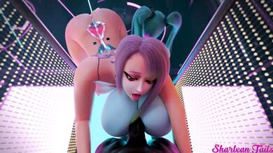 Busty Blonde Beauties Becca and Lucy Take on Each Other's Slick Slits in Sharlean Tails