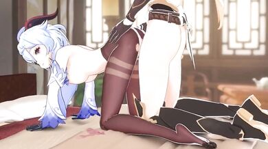 Aether's Doggy Style Fuck Session with Ganyu on Bed