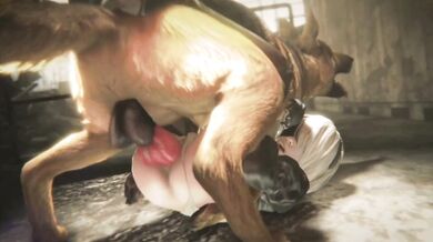 A Lesbian Dog Bitch, 2B, Gets Nailed Hard in Pussy!