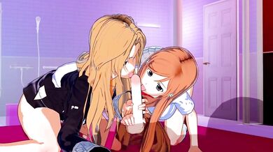 Orihime and Rangiku's Steamy Threesome in Bleach XXX