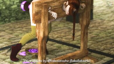 Magic Orb Thingy Ravishes Busty Elf in Stocks