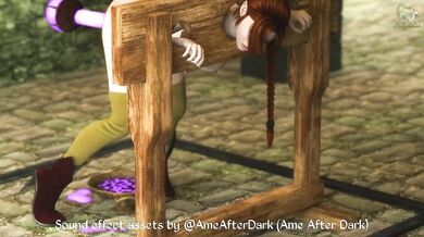 Magic Orb Thingy Ravishes Busty Elf in Stocks