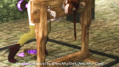 Magic Orb Thingy Ravishes Busty Elf in Stocks