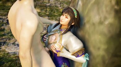 Busty Soul Calibur babe Xianghua gives a steamy tit wank in this hentai porn video!