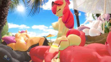 Furry Beach Orgy with Hooved Cartoon Ponies