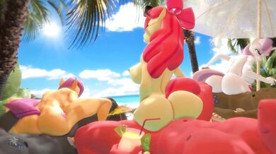 Furry Beach Orgy with Hooved Cartoon Ponies