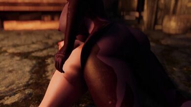 Nord's Pussy Invaded by Dark Elf Futanari with Stretched Juicy Redhead Big Tits